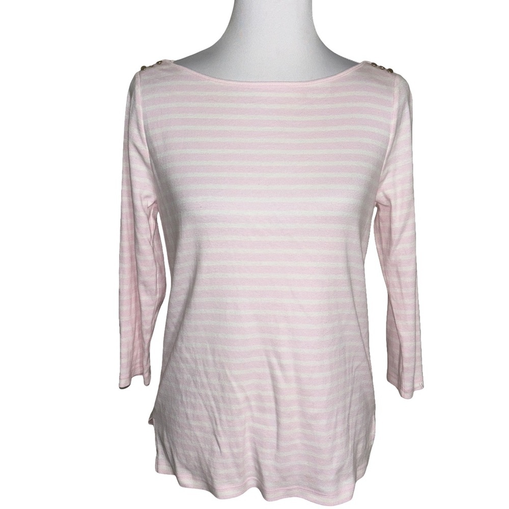 Ann Taylor Light Pink Striped Blouse